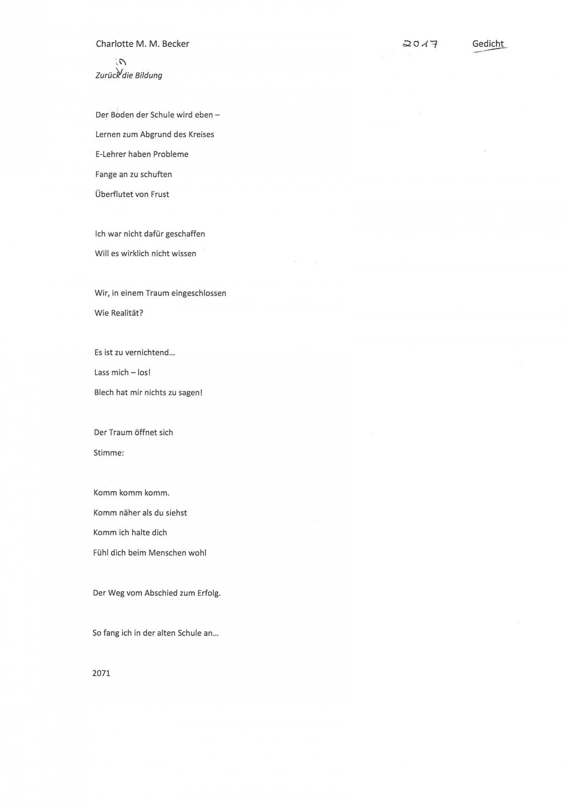 Gedichte zur Schule der Zukunft